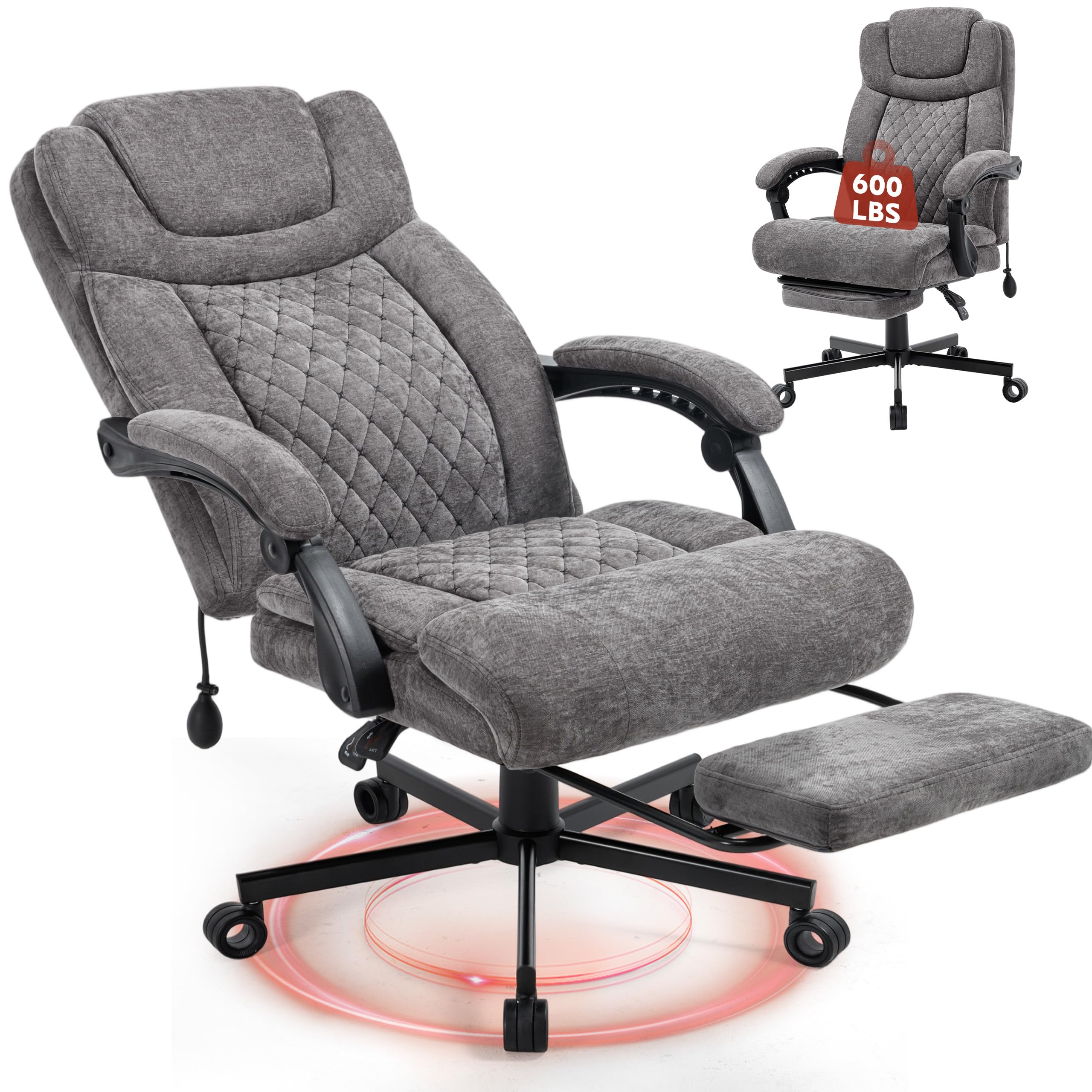 Massage Office Chair, 500lbs Ergonomic Rocking Executive Desk Chairs with 4 Points Vibration&heat,padded Flip-up Armrests for Big and Tall