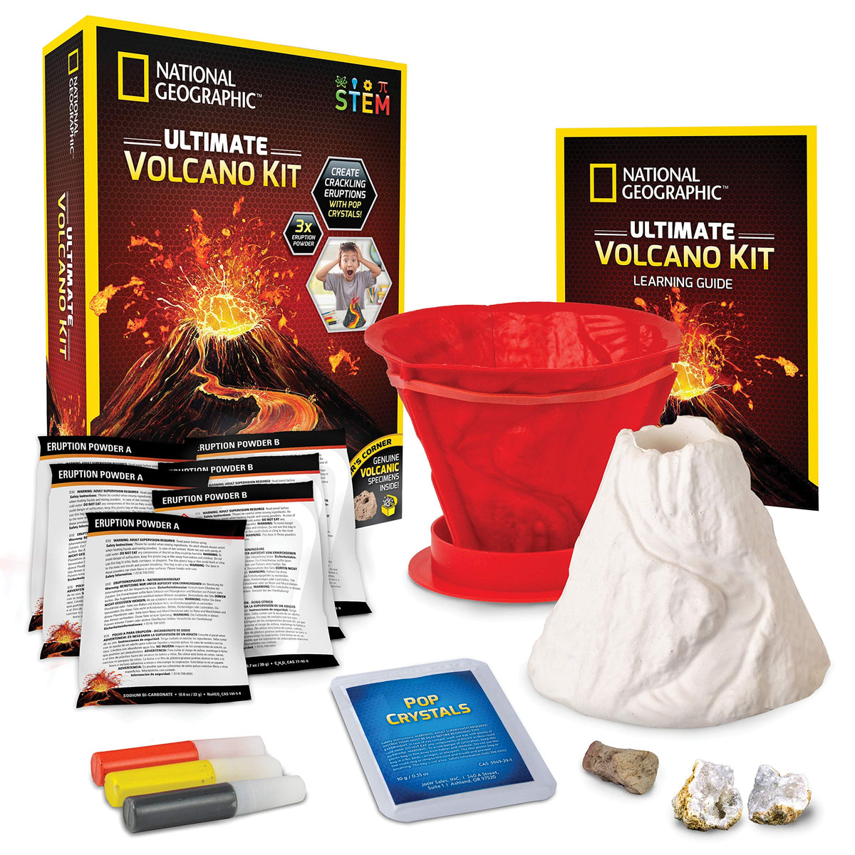 National Geographic Ultimate Volcano Kit – Erupting Volcano Science Kit for Kids, 3X More Eruptions, Pop Crystals Create Exciting Sounds, STEM Science & Educational Toys (Fanci Exclusive)