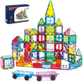 Ryoichi 138PCS Magnetic Tiles Set with 2 Cars, STEM Educational Construction Building Blocks & Montessori Learning Toys for Kids Ages 3-9+ Years