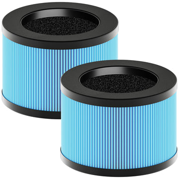 MK01 MK06 Filter Replacement Compatible with AROEVE MK01 MK06, ToLife TZ-K1, VOOPNU DH-JH12 and Kloudi DH-JH01 Air Purifier, Standard Version, 2 Pack, Blue, For Home Pets Bedroom Large Room Office
