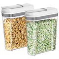 MR.SIGA Airtight Cereal Dispenser Set, Storage Containers for Dry Goods, Nuts, Beans, Snacks, BPA Free, 1.6 L / 1.69 Qt, Medium, Clear, 2 Pack