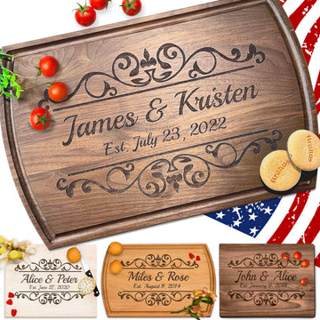 Wooden Cutting Board – Crafted in USA – Serves as Cheese Board, Cutting Board, Chopping Board, Charcuterie Board – Personalized Wood Gift for Wedding, Housewarming, Anniversary, Christmas