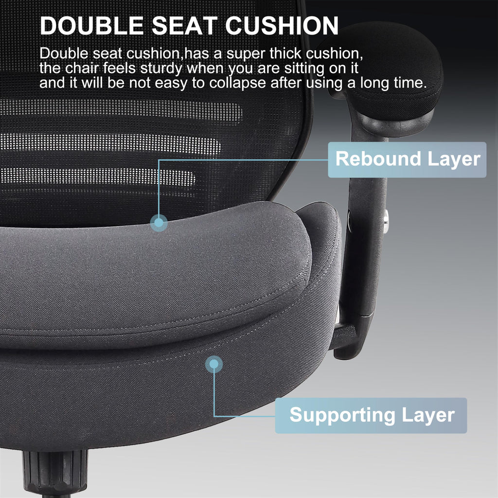 Wittlong 400lbs Wide Mid-back Office Drafting Chair with Extra Seat Cushion for High Standing Desk with Lumbar Support and Enlarged Adjustable