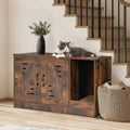 Cat Litter Box Enclosure, Hidden Cat Litter Box Furniture with Vent and Scratch Pad, Enclosed Odor Control, Easy Clean Panel, for Bedroom, Living Room, Rustic Brown