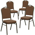 Flash Furniture Hercules Crown Back Stackable Banquet Chair, Coffee, 4-pack, Set of 4, Coffee Fabric/gold Vein Frame