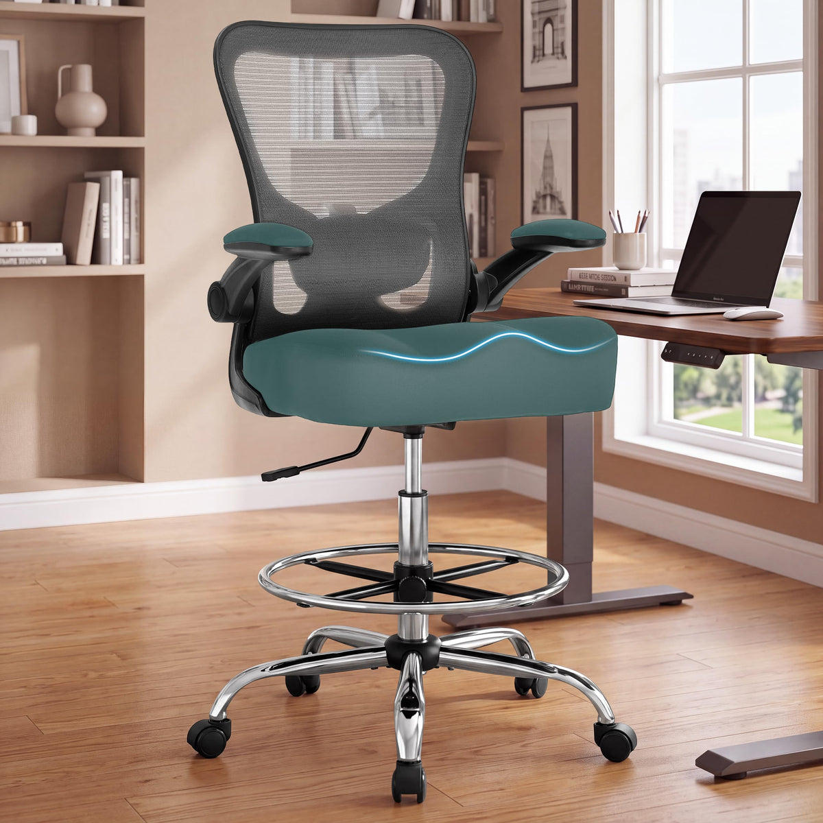 500lbs Ergonomic Drafting Chair Tall Office Chair for Counter Height or Standing Desk, Executive High Office Chairs with W-shaped Thick Seat