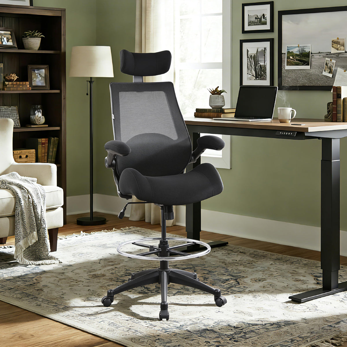Boliss Drafting Tall Office Chair 400lbs High Back Standing Desk Chair, BLS-2818HD, Black