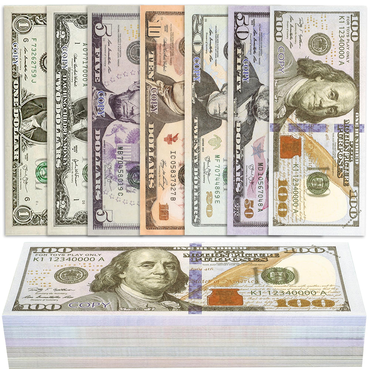 140 Pcs Play Money Kids Set, Number Learning & Counting Toys, Educational Counting Toys for Kids Ages 3+, Develop Early Math Skills,Birthday Party and Holida,Videos Music Party