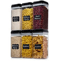 Shazo Airtight Food Storage Containers with Lids - 6 PC BPA Free Clear Plastic Cereal Containers with Easy Lock Lids for Kitchen and Pantry Organization for Snacks and Pasta - 1.2L