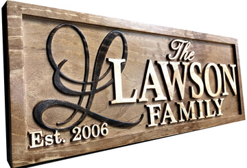Personalized 3D Wooden Lake House Last Name Family Sign Wedding Gift
