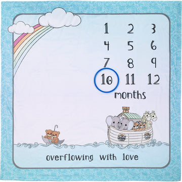 Precious Moments 223409 Overflowing with Love Fabric/Plastic Noah’s Ark Milestone Blanket
