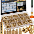 600+7Pcs M2 M2.5 M3 M4 M5 M6 Premium Brass Threaded Inserts, Metric Brass Knurled Nuts Assortment Kit, with Heat Set Insert Tool, for Plastic and 3D Printing Components, All-in-one Solutions