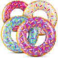 Inflatable Donuts - (Pack of 4) 24 Inch Donut Pool Float for Kids Ages 2-6 Pool Tube, Assorted Swim Rings with Sprinkles for Pool Floaties, Party Decorations