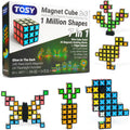 TOSY Magnet Cube 3x3 - 30 Blocks, 240 Magnets, Easter Basket Stuffers for Kids, Multipurpose: Creative Building Blocks, Transformable Fidget Spinner, Puzzle/Infinity Cube, Glowing STEM Toy