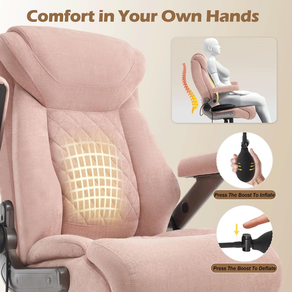 600lbs Large Big and Tall Office Chair, Heavy Duty Wide Ergonomic Gaming Office Chair with 5d Flip Arms, Comfy Fabric Executive Office Desk