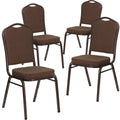 Flash Furniture Hercules Crown Back Stackable Banquet Chair, Brown, 4-pack, Set of 4, Brown Patterned Fabric/copper Vein Frame