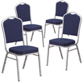 Flash Furniture Hercules Crown Back Stackable Banquet Chair, Silver, 4-pack, Set of 4, Navy Fabric/silver Frame