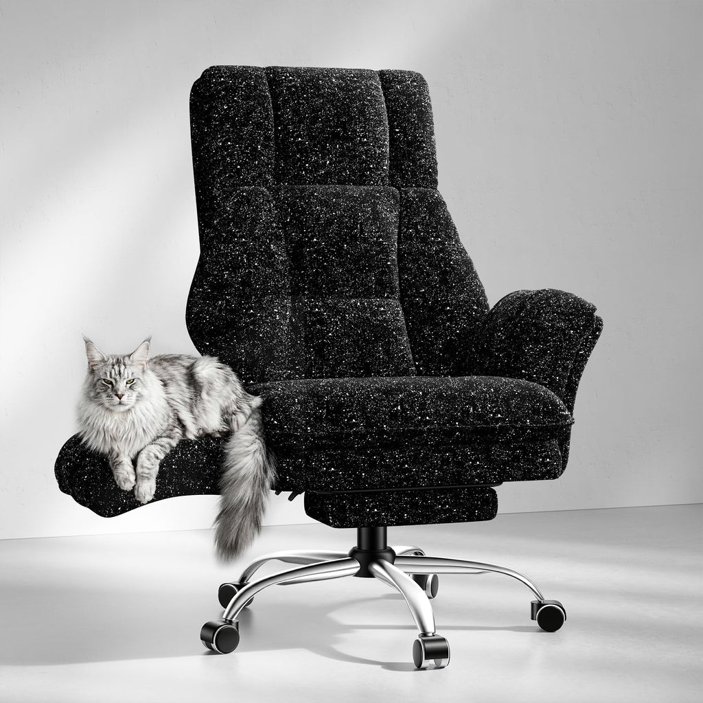 Big and Tall Office Chair, Flip Armrests for Pets & Cross Legged Sitting, Galaxy Black