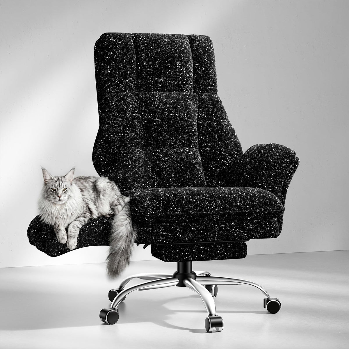 Big and Tall Office Chair, Flip Armrests for Pets & Cross Legged Sitting, Galaxy Black