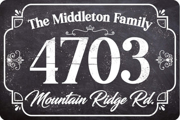 Personalized House Number Sign - Rectangular House Number for Outside, Custom Address Numbers Street Name Yard Plaque Sign, Great Housewarming Gift, Chalkboard Look, Metal Outdoor Custom Plaque