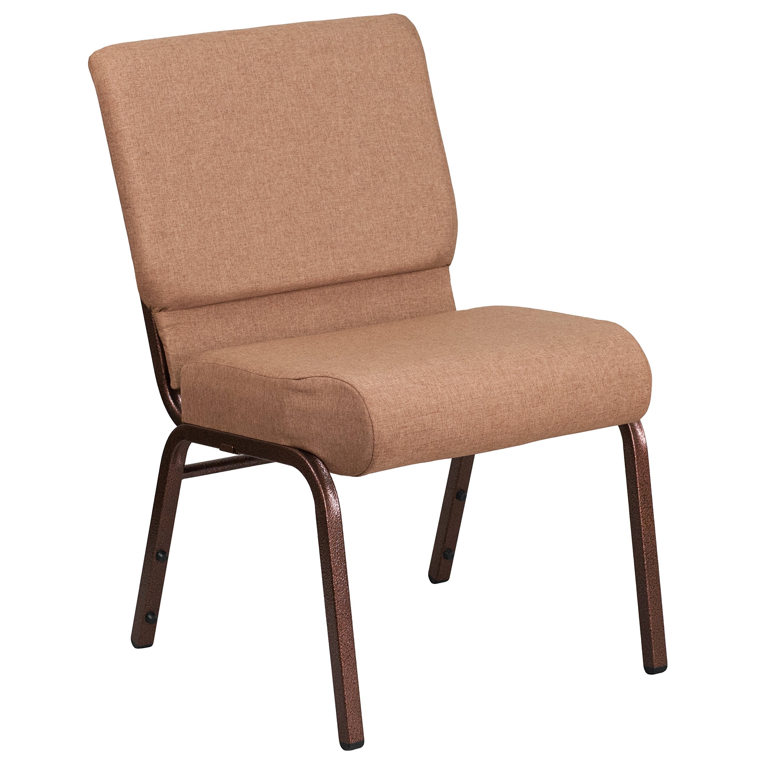 Flash Furniture 4 Pack Hercules Series 21''w Stacking Church Chair in Caramel Fabric - Copper Vein Frame, Set of 4, Caramel Fabric/copper Vein