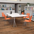 Flash Furniture Hercules Series Contoured Lobby Chairs with Air-vent Honeycomb Backs, Ergonomic Stacking Chairs for Offices, Set of 5, Orange