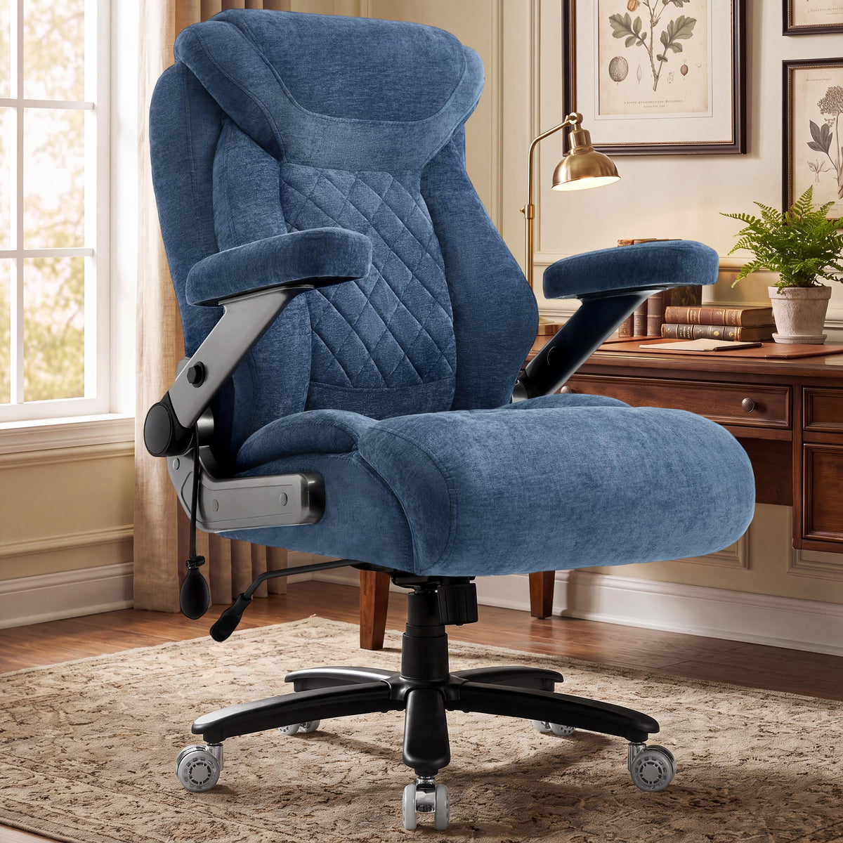 600lbs Large Big and Tall Office Chair, Heavy Duty Wide Ergonomic Gaming Office Chair with 5d Flip Arms, Comfy Fabric Executive Office Desk