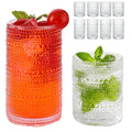 Vintage Hobnail Drinking Glasses Set of 8, Clear 16 oz Highball Glasses & 12 oz Cocktail Glasses Set, Kitchen Drinkware Glassware,Embossed Water Tumbler for Beer, Juice, Whiskey, Milk