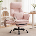 Fivewillowise Big and Tall Executive Office Chair with Foot Rest,reclining, 32"W*28"D*48"H, Teddy Pink