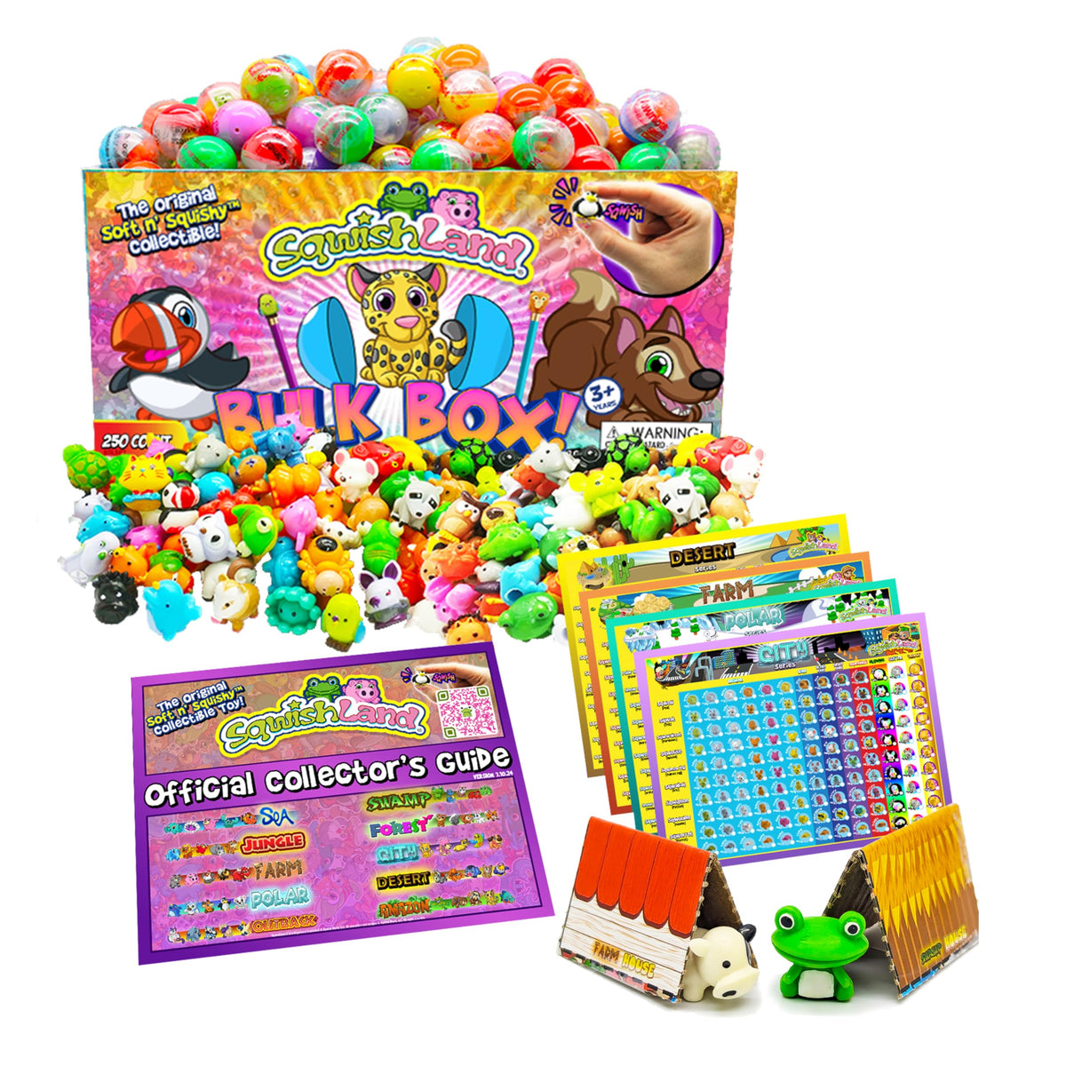 Sqwishland Bulk Box Series 6 – Mini Capsule Squishy Fidget Toys for Party Favors, Pencil Eraser Toppers, Treasure Box for Birthday Party & Celebration, Birthday Gifts for Students, 250 Capsules
