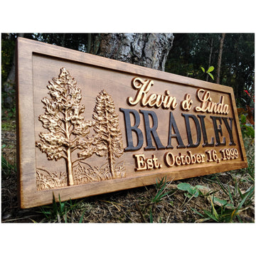 Personalized Couples Gift Rustic Wedding Name Sign Wood Cabin Wall Art