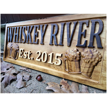 3D Carved Wood Personalized Bar Name Sign | Rustic Home Decor