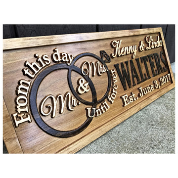 Custom Mr and Mrs Last Name Sign, Wood Wedding Gift, Established Sign