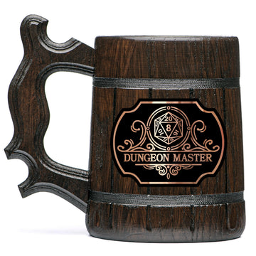 WoodwithMood Dungeon Master Beer Mug, Oak Wood, Stein, 22 oz