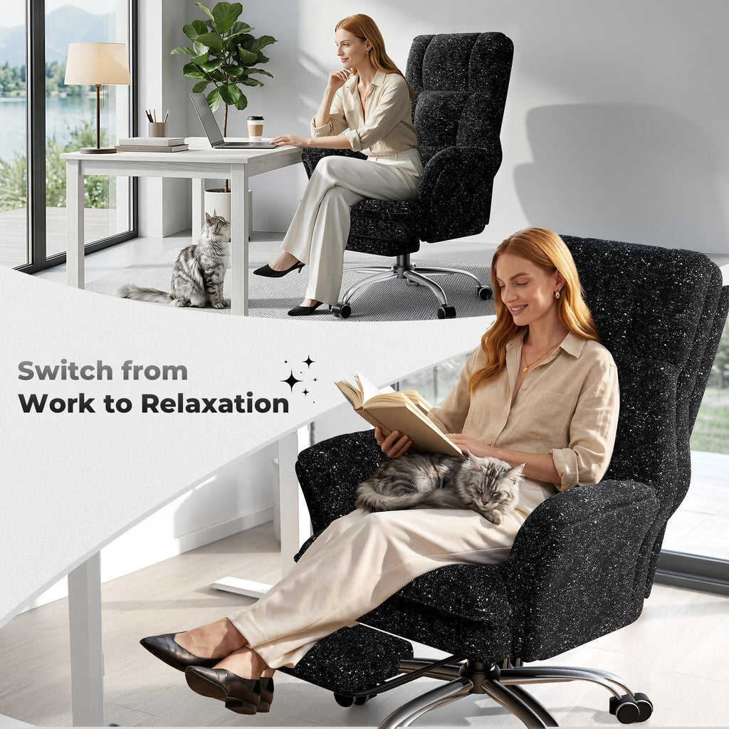 Big and Tall Office Chair, Flip Armrests for Pets & Cross Legged Sitting, Galaxy Black