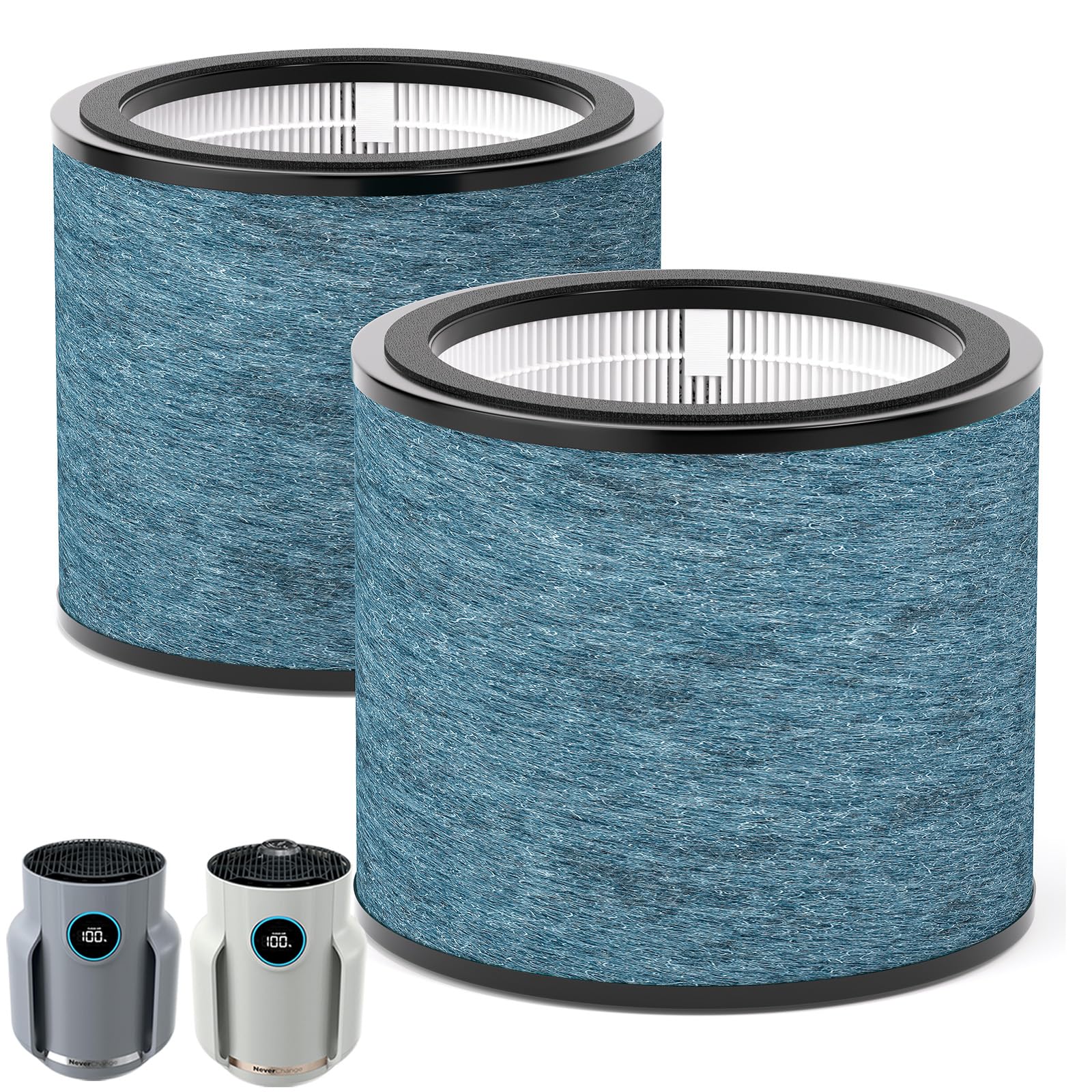Leemone 2 Pack HP070 Replacement Filter Compatible with Shark HP072/ HP071BRN Air Purifier, H13 True HEPA & Activated Carbon Blue
