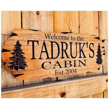 Personalized cabin sign Outdoor Sign Rustic Welcome Rustic Decor Family Wooden Sign