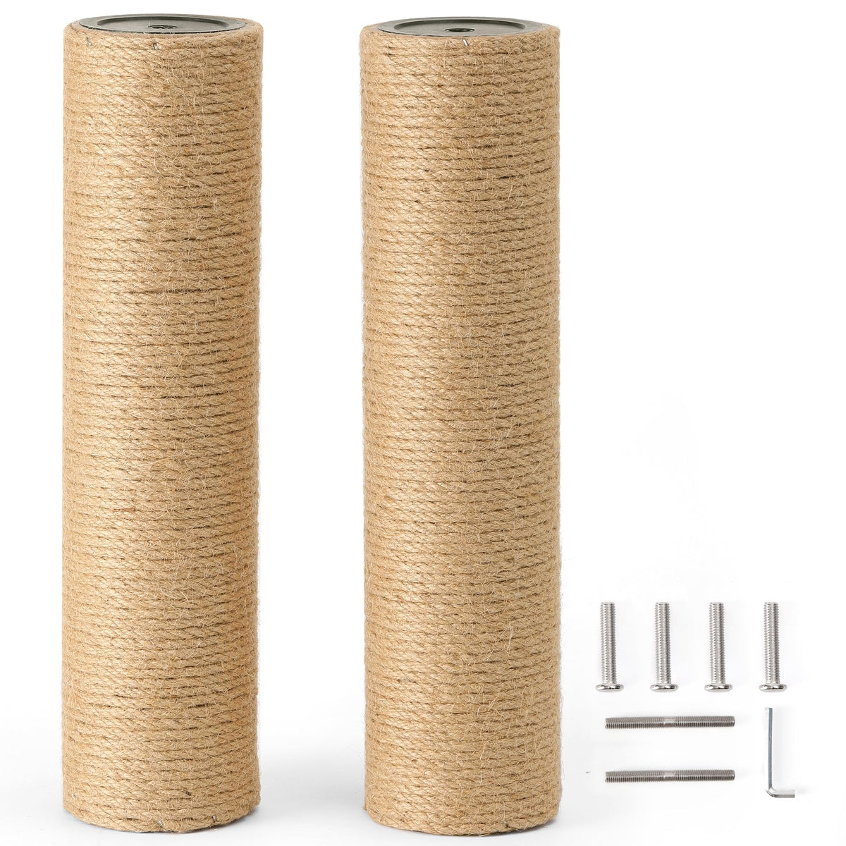 FUKUMARU 2 Pack Scratching Post Replacement, 3.5 X 14.5 Inch Natural Jute Rope Scratching Post Refill with M8 Screws