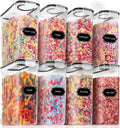 PRAKI Cereal Containers Storage Set (4L,135.2 Oz), 8PCS Airtight Food Storage Containers with Lids for Kitchen & Pantry Organizers and Storage, Cereal Dispensers with 20 labels, Measuring Cup & Marker