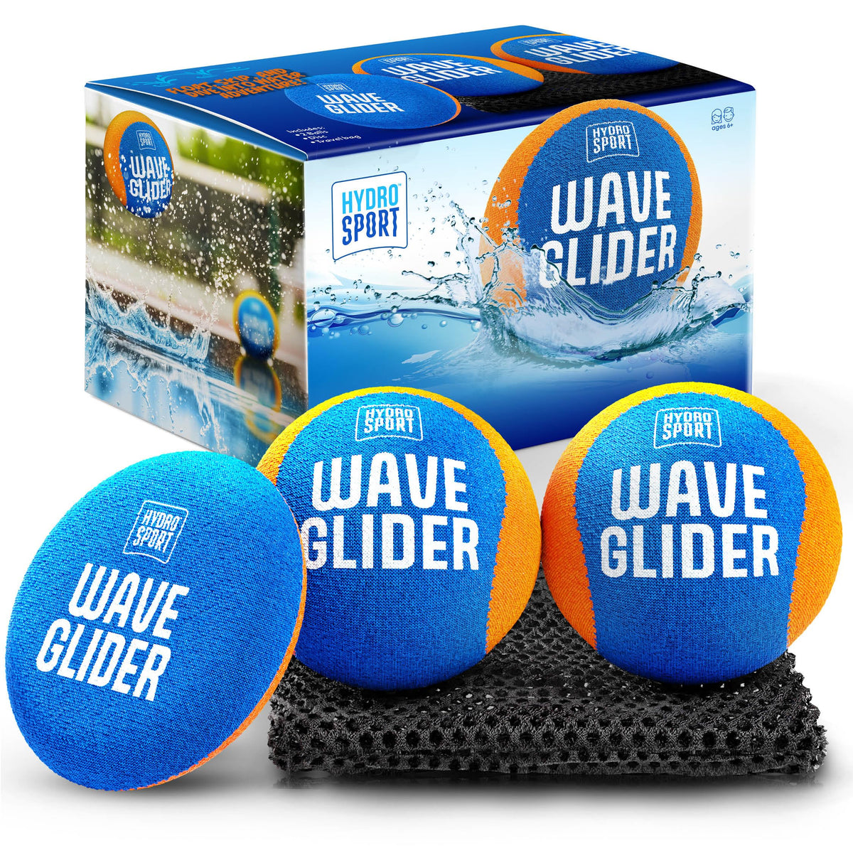 HydroSport Skipping Water Balls - Pool Ball - Beach Toys for Kids Ages 8-12 - Lake Skip, Skee, Fly Swimming Game Adults, Boys, Teens, & Family - Water Toy for Kid - Cool Fun Summer
