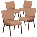 Flash Furniture 4 Pack Hercules Series 21''w Stacking Church Chair in Caramel Fabric - Copper Vein Frame, Set of 4, Caramel Fabric/copper Vein