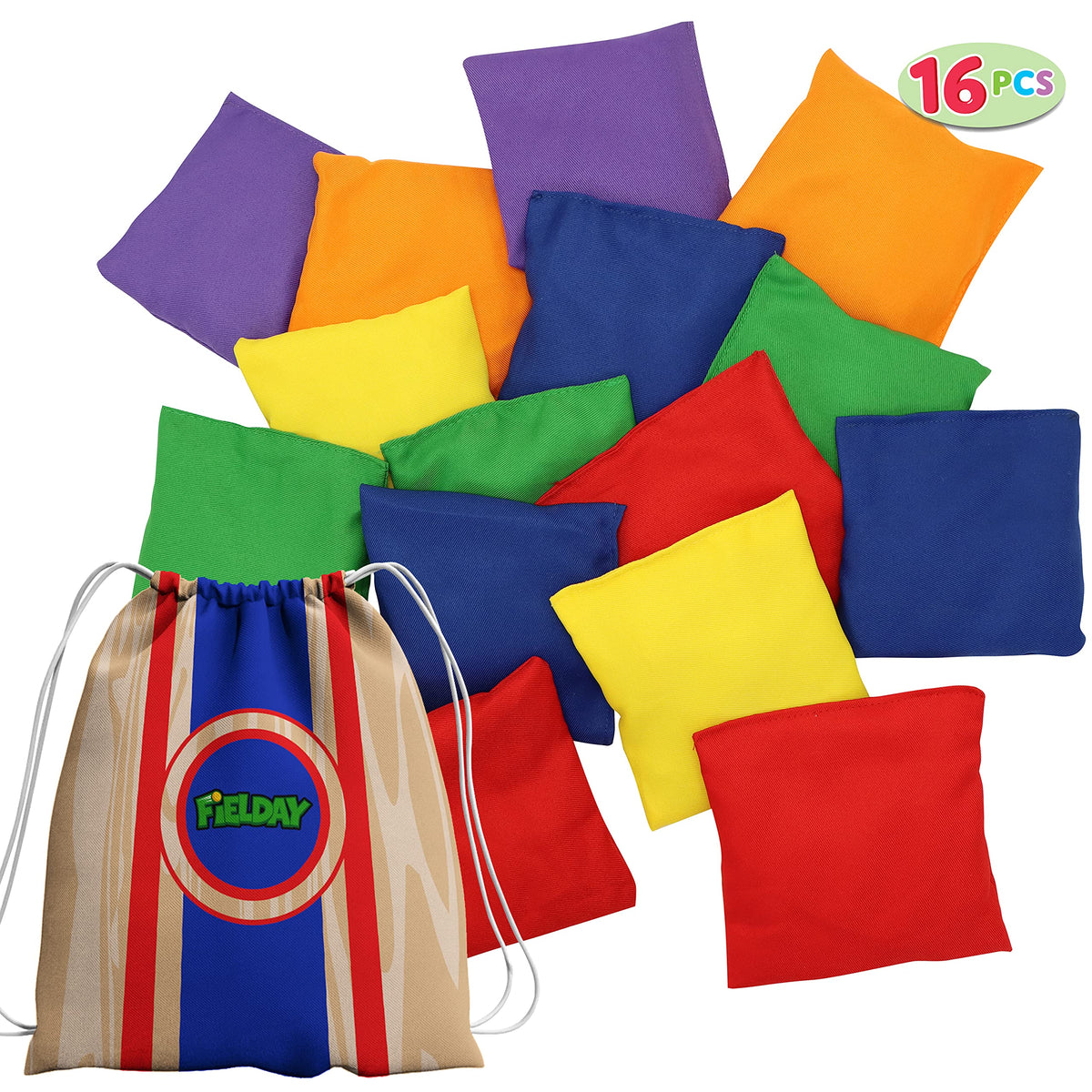 JOYIN 16 Cornhole Bean Bags for Tossing (4.7” x 4.7”), Durable Nylon All-Weather Game, Includes 15 Bean Bags and a Carry Bag, Cornhole Game Set, Party Supplies for Kids & Adults