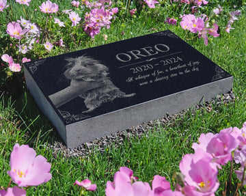 Your Image Pet Memorial Stone: Custom Pet Granite Marker | Dog and Cat Grave Stone | Tribute for Rabbit | Water Proof Outdoor Tombstone Gravestone | RIP Urn Memorial | Pet Bereavement