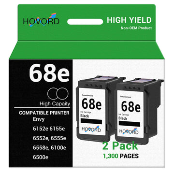 Ink Cartridge 68E Replacement for HP 68e High Capacity 68 Black Work with Envy 6152e 6155e 6552e 6555e 6558e Printer 6100e 6500e Printer 2-Pack