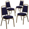 Flash Furniture Hercules Fabric Banquet Chair, Gold, 4-pack, Set of 4, Navy Patterned Fabric/gold Frame