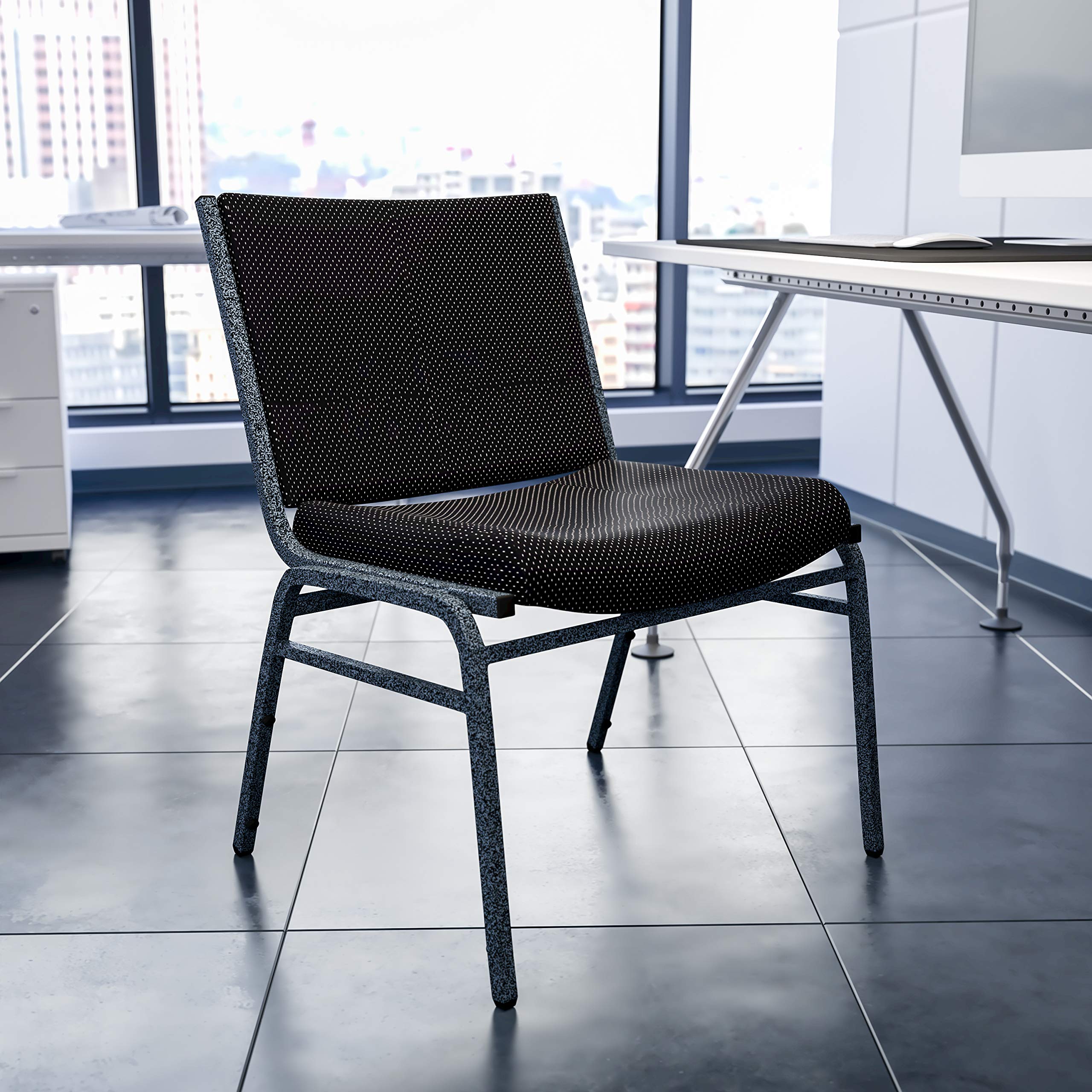 Emma + Oliver Big & Tall 1000 Lb. Rated Black Fabric Stack Chair, 24.25"W x 23.5"D x 31.25"H