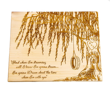 Personalized Cutting Board -Willow Tree of couple with intitals in the heart of the tree! Willow represents 9 Year Anniversary