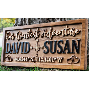 Personalized Destination Wedding Gift Wood Couples Name Established Sign