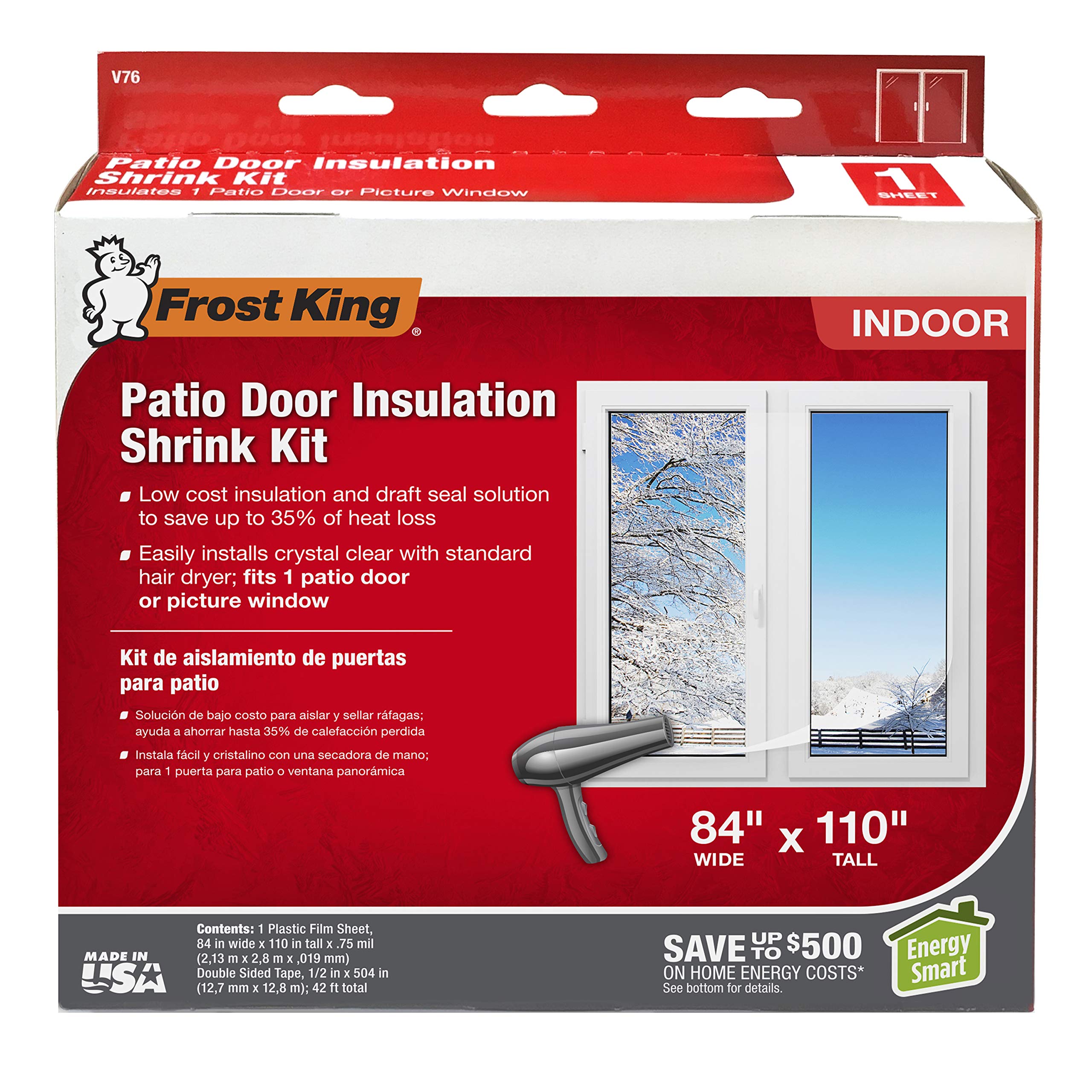 Frost King V76H Shrink Window Kit 84-Inch by 110-Inch, Clear