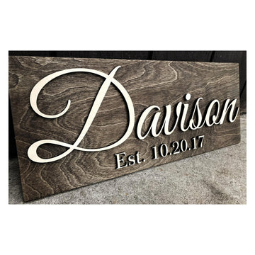Personalized Laser Wood Cut Last Name Sign Wedding Bridal Shower Gift
